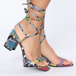 Fashion nova snake print heels